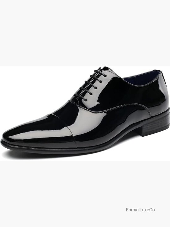 Men\'s Faux Patent Leather Lace-Up Formal Oxford Dress Shoes main image 6